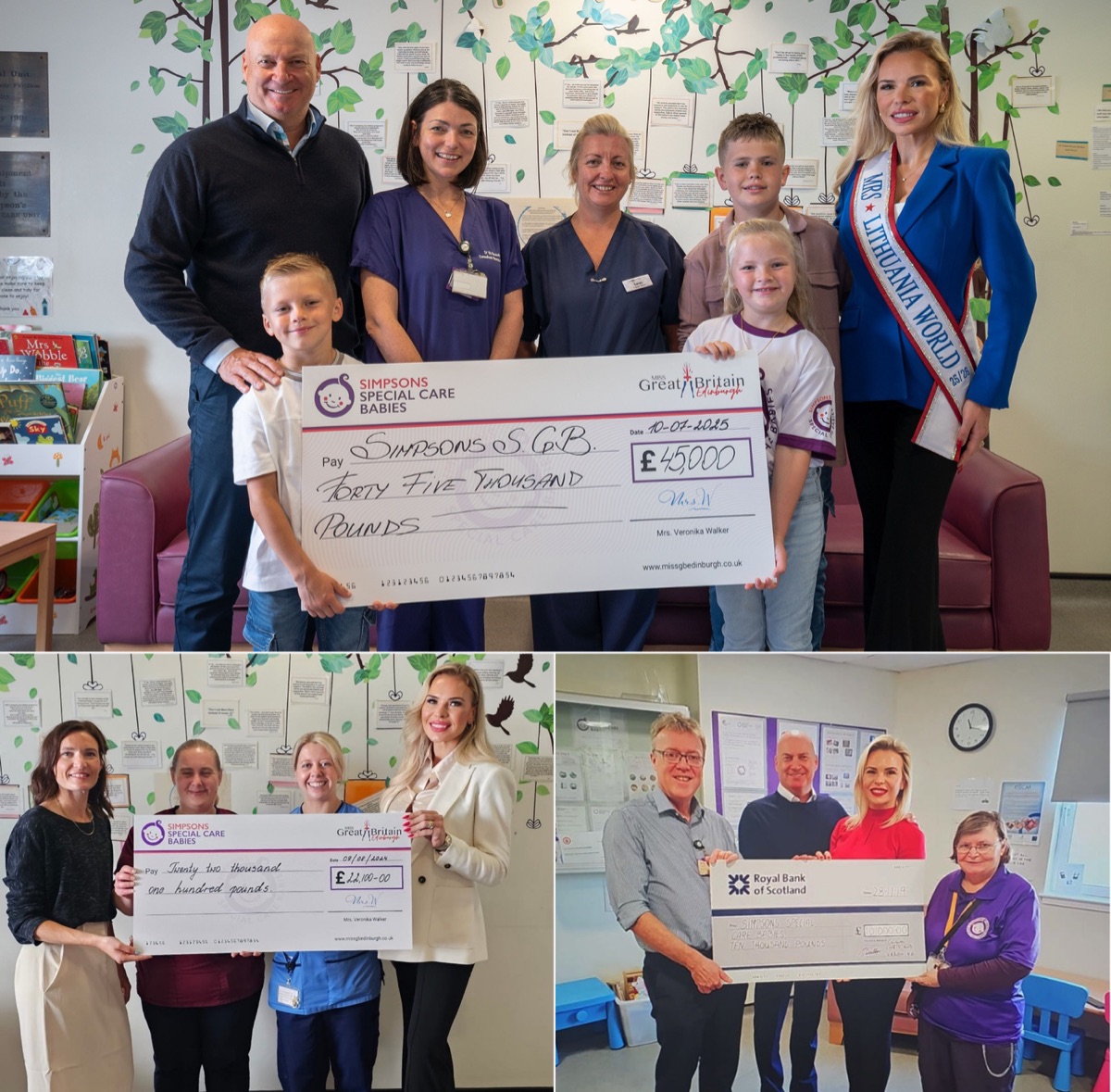 Veronika Walker presenting a fundraising cheque to Simpsons Special Care Babies