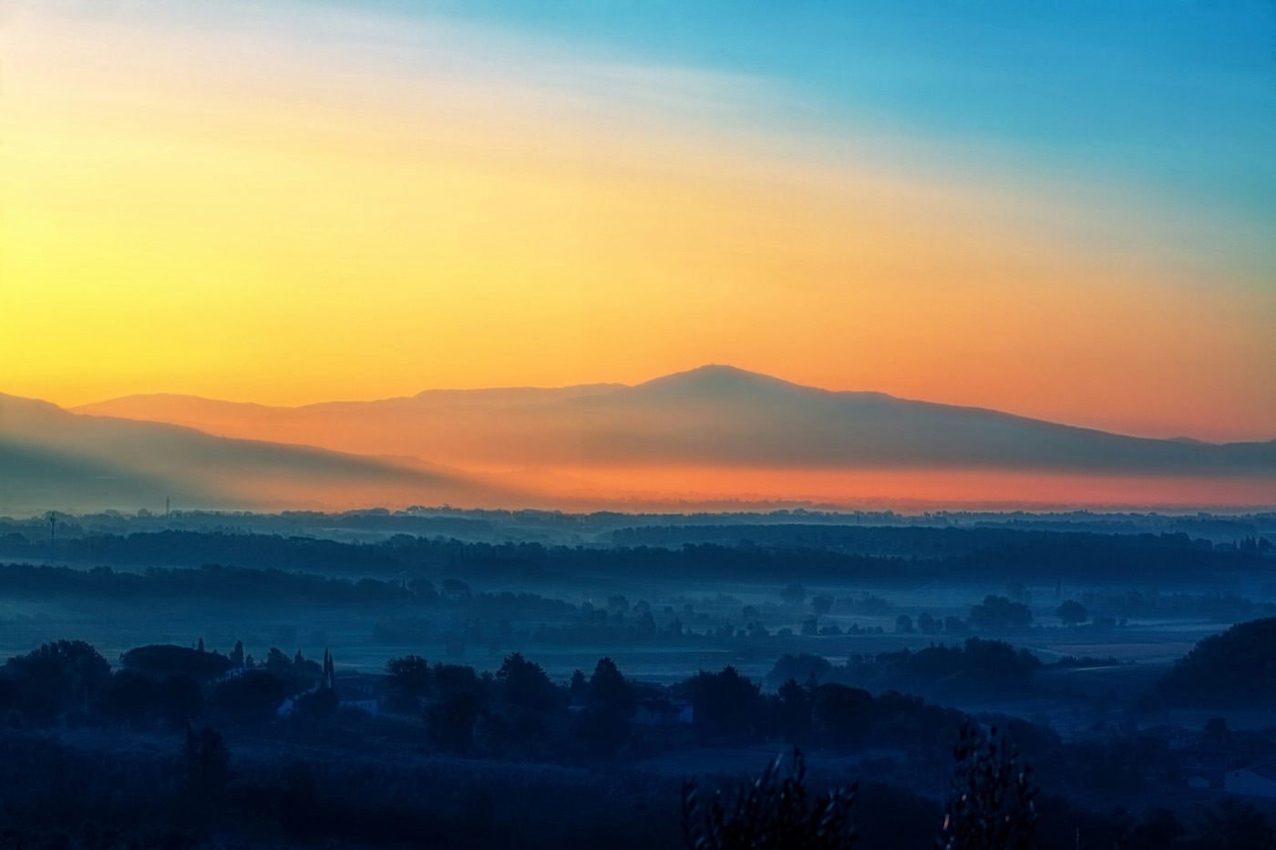 Sunrise over hills